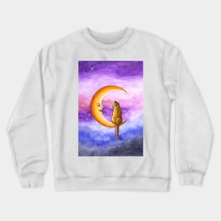 Orange Cat on Moon 673 Crewneck Sweatshirt